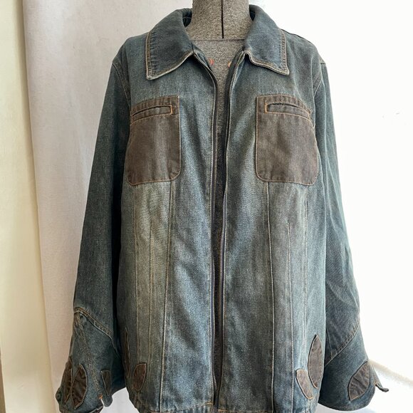 Vintage Faded Glory Penny Lane inspired jean jacket w/apliqué & removable lining - Picture 7 of 15